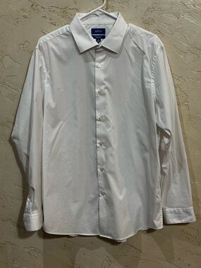 Apt 9 Men's White Classic Dress Shirt Slim Fit Premier Flex sz L 16-16 1/2 34/45